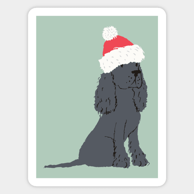 Black Christmas Cocker Spaniel Sticker by JunkyDotCom